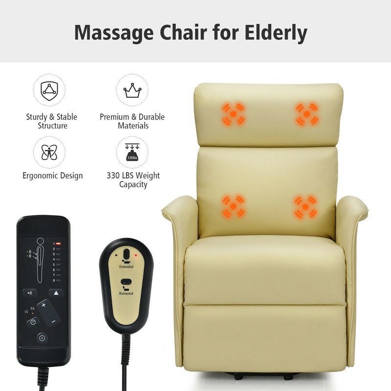 Gorelax Electric Power Lift Massage Recliner Chair Sofa w/Remote Control Beige