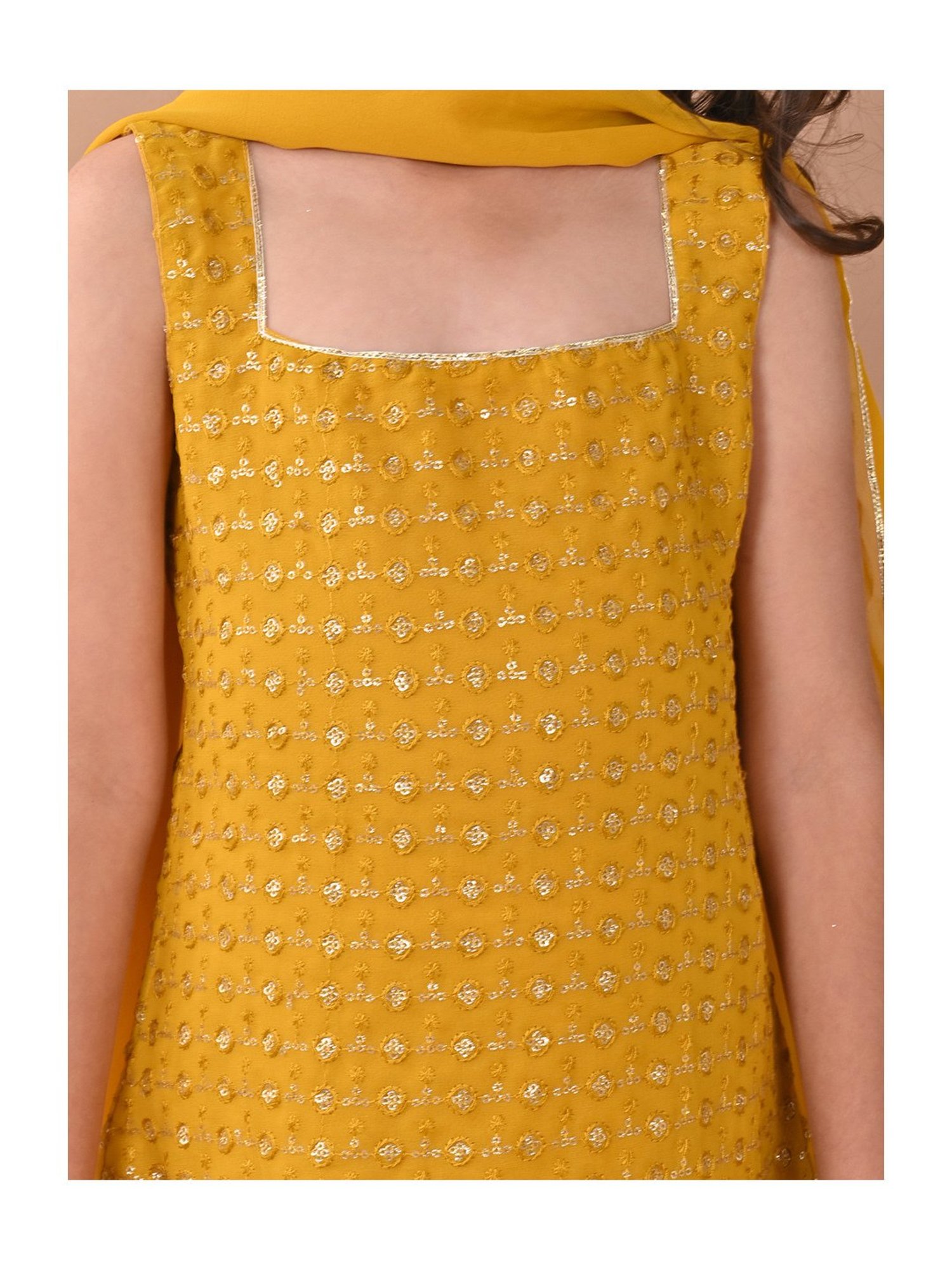 Many Frocks Kids Blue Embellished Top with Plazzos