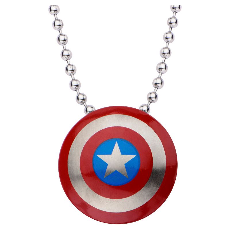 Women's Marvel Captain America Shield Logo Stainless Steel Small Pendant with Chain (22")
