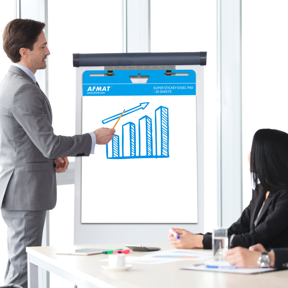 Sticky Easel Pads, Flip Chart Paper, Large Easel Paper for Teachers, 25 x 30 Inches, Self Stick Easel Paper for White Board, 30 Sheets/Pad, 4 Pads, Super Sticky with 2 Strips of Adhesive, White