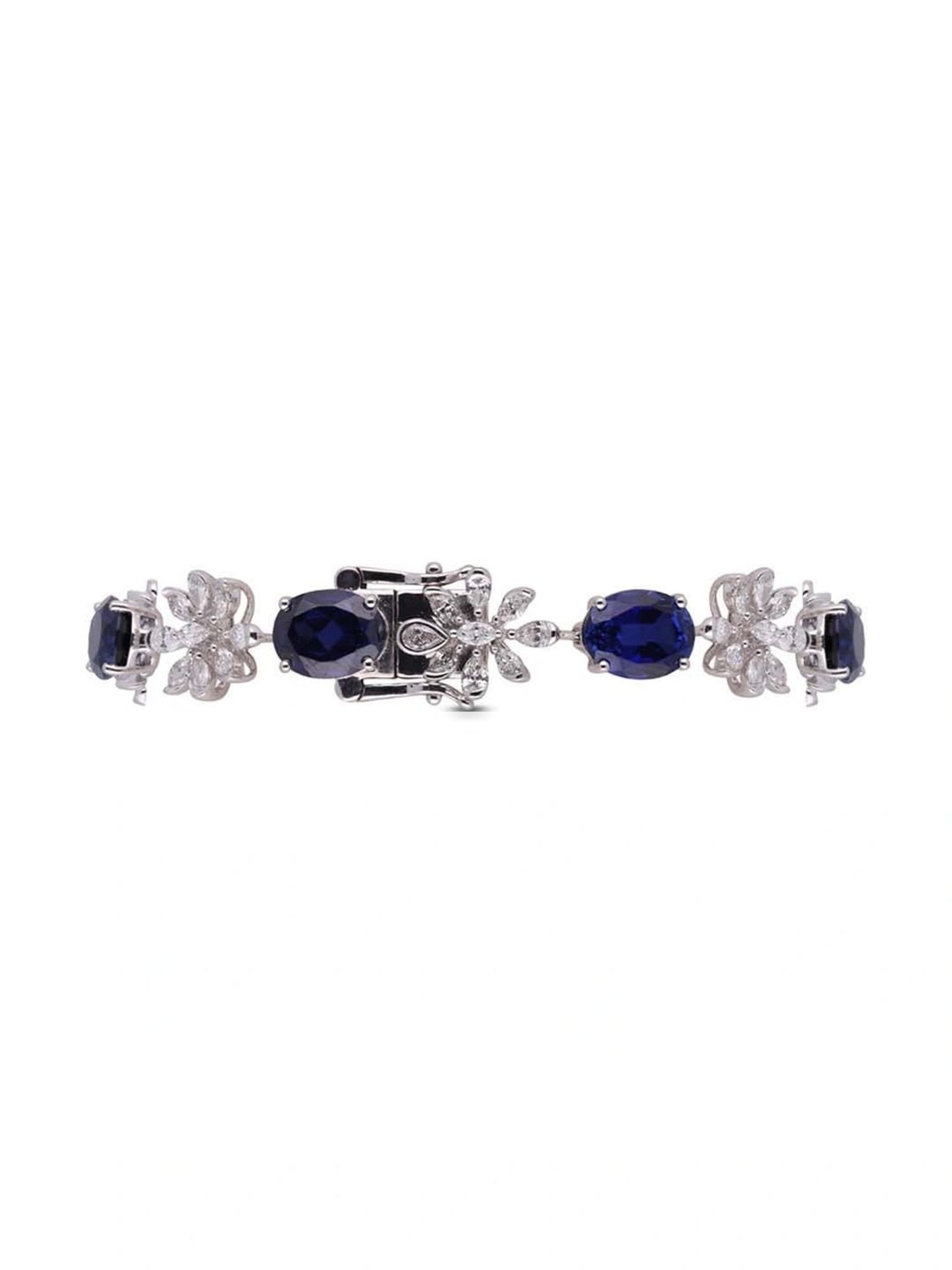 CKC Opulent Elegance: White Gold Diamond and Coloured Cubic Zirconia Flexible Bracelet