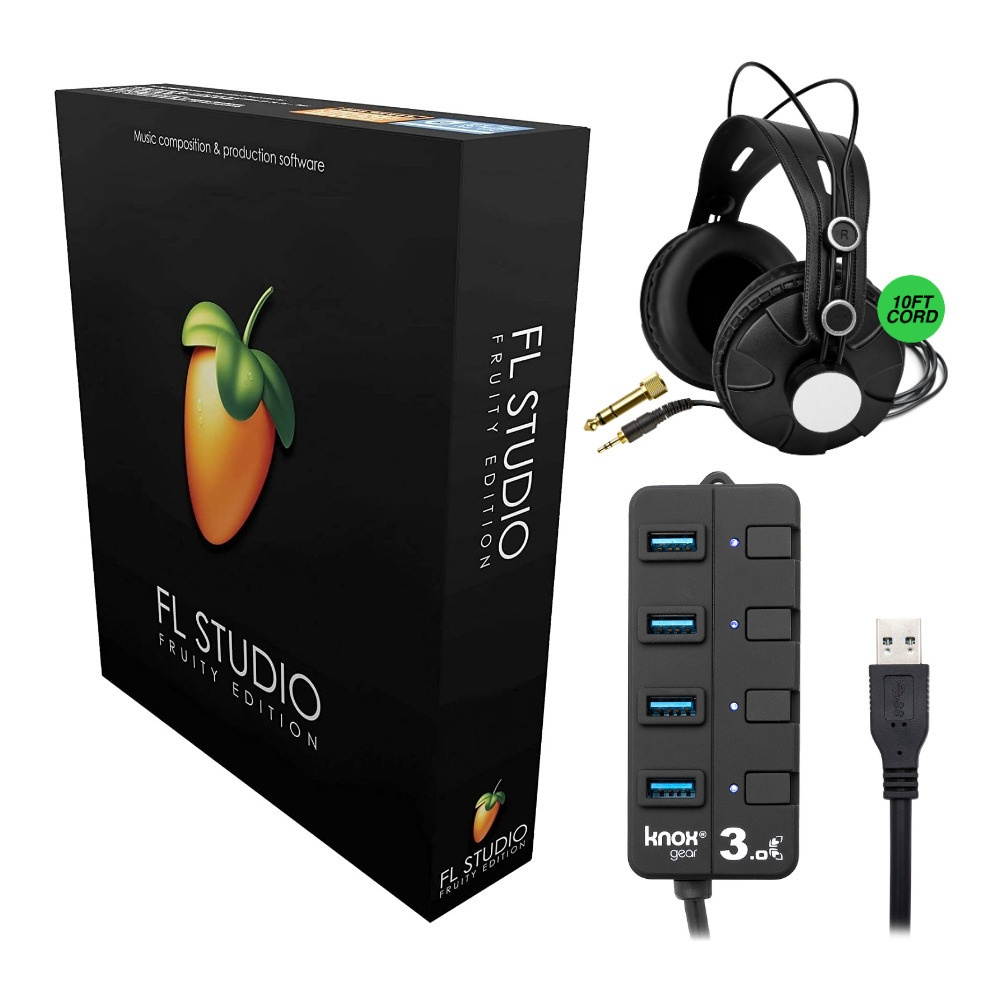 FL Studio 20 - Fruity Edition (Boxed) Bundle with Headphones & USB 3.0 Hub