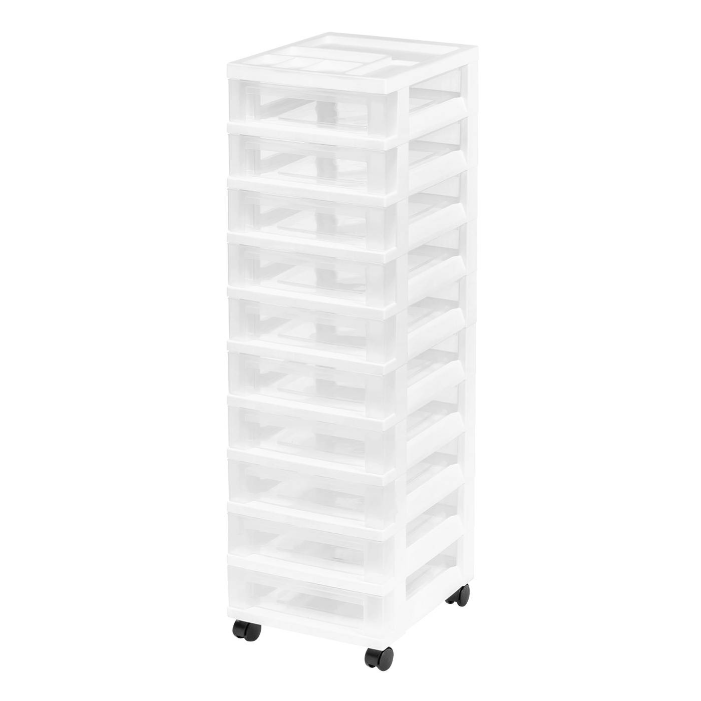 IRIS Medium 10-Drawer Cart with Organizer Top, White