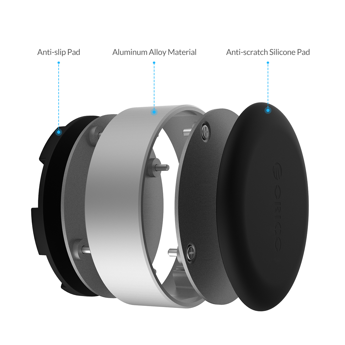 ORICO Compact Aluminum Laptop Stand Good Heat Dissipation Footpad Universal Tablet Stand for Home,Office,PC,Laptop MacBook, Lenovo, Asus, Dell