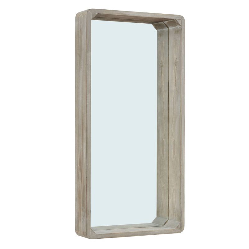 32" x 15.75" Shadow Box Wall Mirror White Wash Wood - Danya B.