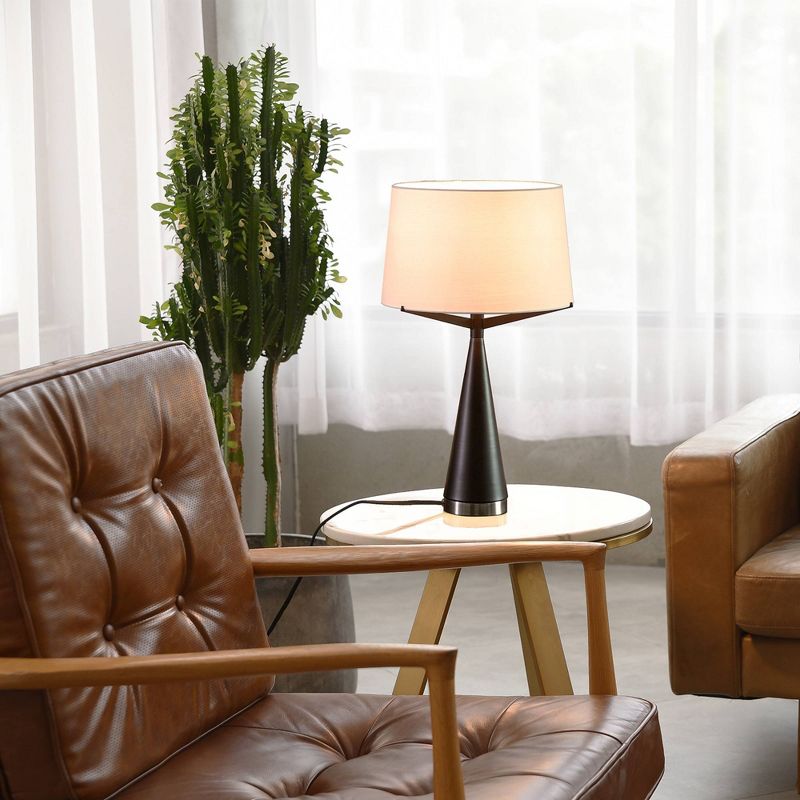 24" Levon Table Lamp with Linen Shade Dark Bronze - Globe Electric