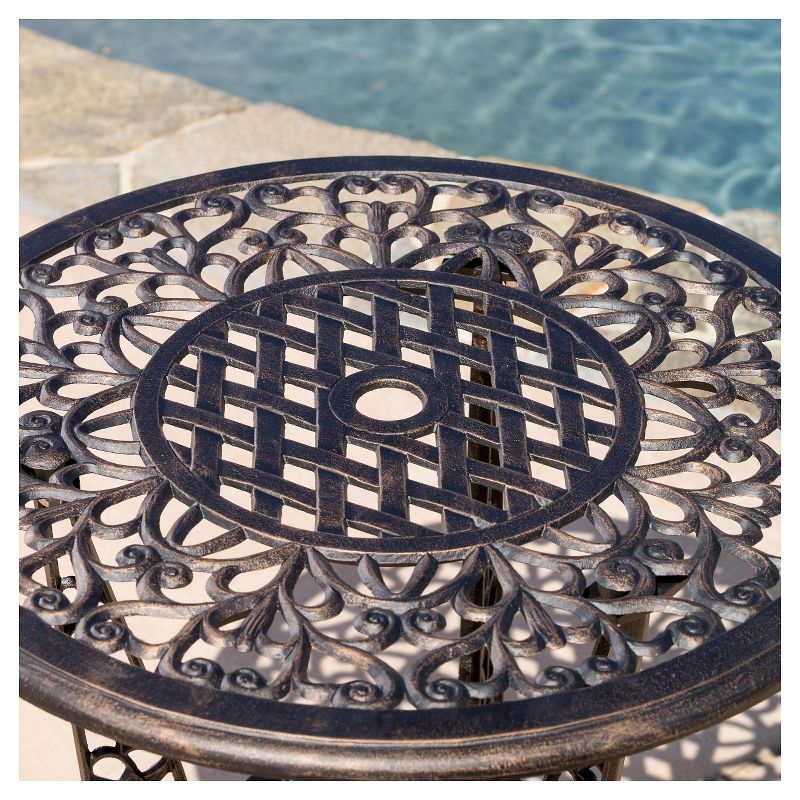 La Sola 3pc Metal Bistro Set - Black/Bronze - Christopher Knight Home