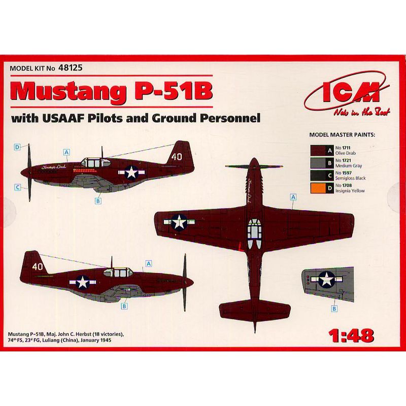 ICM Models 48125 P-51B Mustang with USAAF Crew Aircraft 1/48 Scale Model Kit