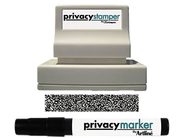 Xstamper 35302 Secure Stamp S10 with Marker, 1/2 Inch x 1 5/8, Black