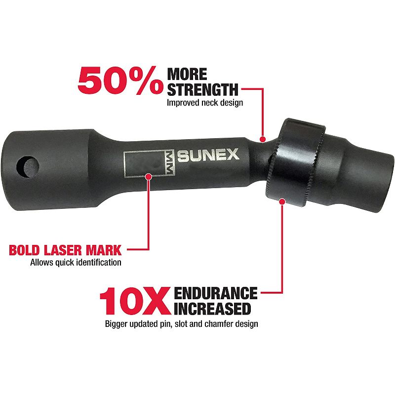 Sunex Tools 212ZUDL Heavy Duty 1/2 Inch Drive Steel 12-Point Driveline Impact Socket with Radius Corner Design, 3/8 Inch