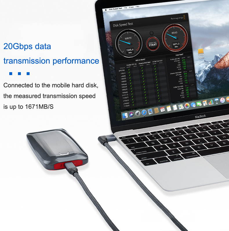 0.5m/1.64ft 1.0m/3.28ft 1.5m/4.92ft USB 3.2 Type C to Type C 90 Degree Cable USB C to USB-C Gen2 Nylon Wire 100W PD Fast Charging Data Cable 4K HD For Macbook Pro Air Samsung S20 Phone Charger Cord