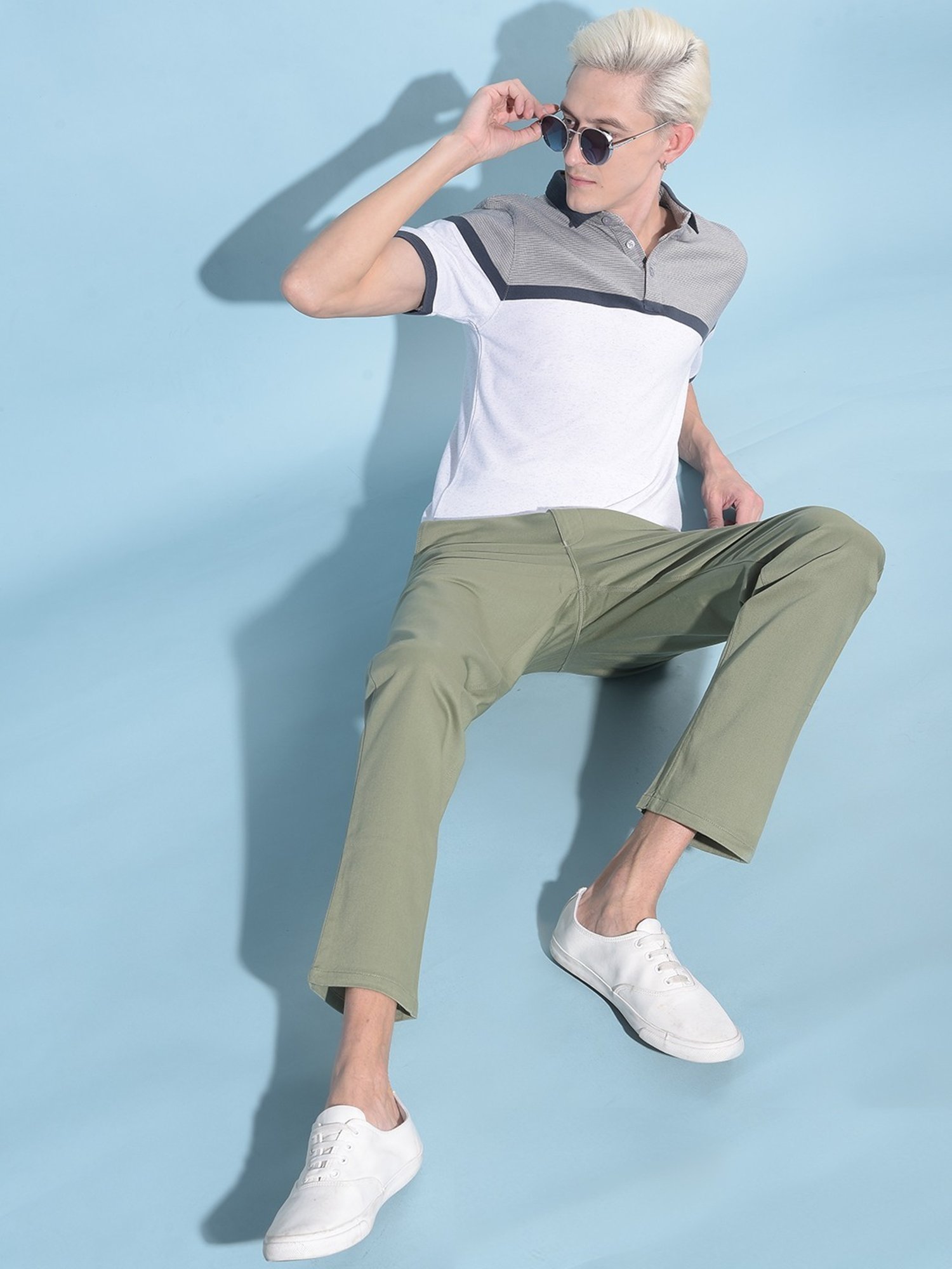 Crimsoune Club Grey Cotton Slim Fit Color-Block Polo T-Shirt