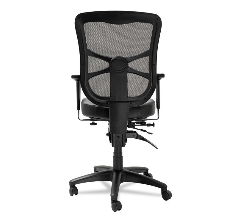 Alera Elusion Series Mesh Mid-Back Multifunction Chair, Black Leather EL4215