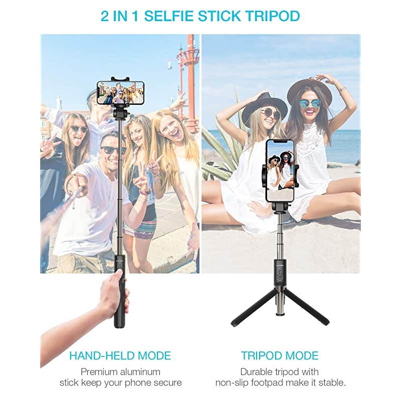 Selfie Stick Tripod  Extendable Bluetooth Selfie Stick with Wireless Remote and Tripod Stand Compatible for iPhone 1111 ProXSXRX8P7P Galaxy S10S9S8 and More