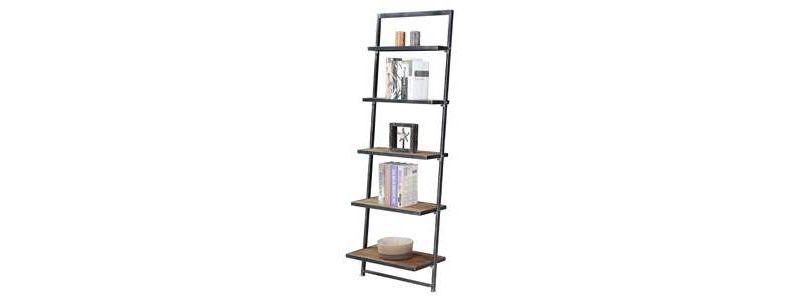 72.25" Laredo 5 Tier Ladder Bookcase/shelf Natural/Antique Black - Breighton Home