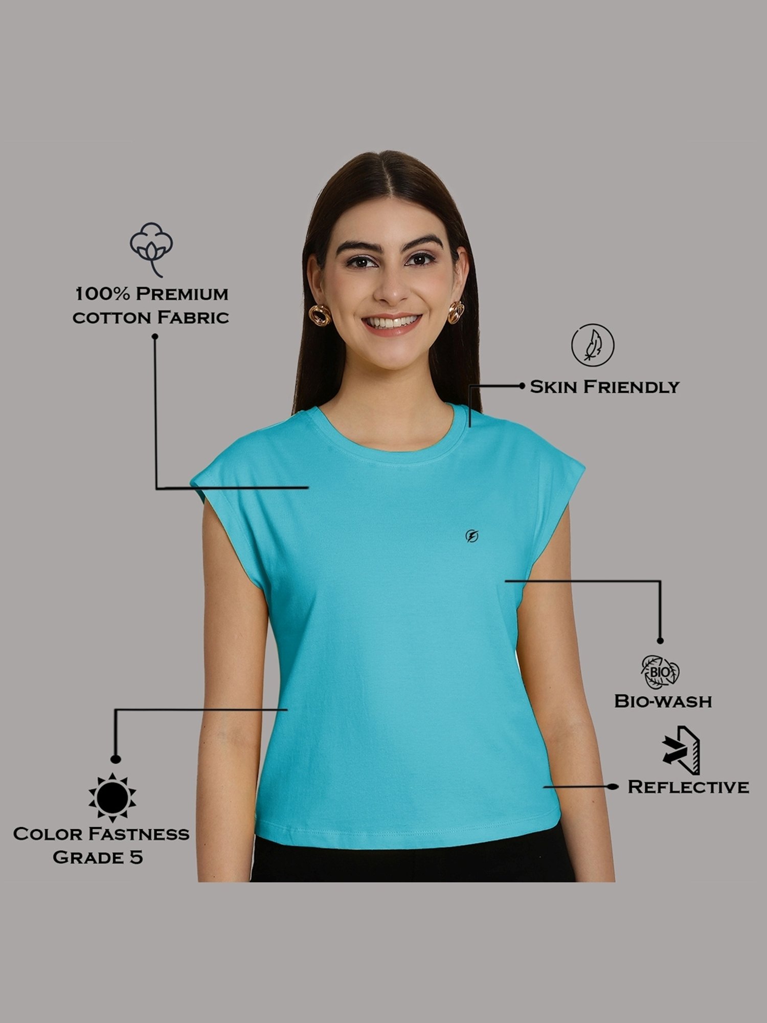 Friskers Turquoise & Olive Green Slim Fit Sports T-Shirts - Pack Of 2