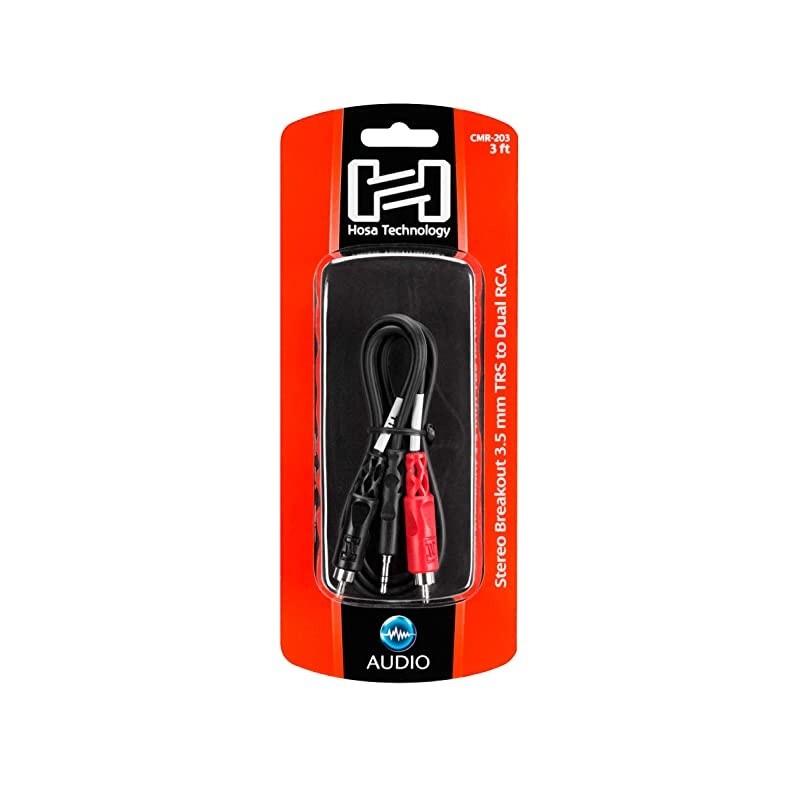 CMR-203 3.5 mm TRS to Dual RCA Stereo Breakout Cable, 3 Feet