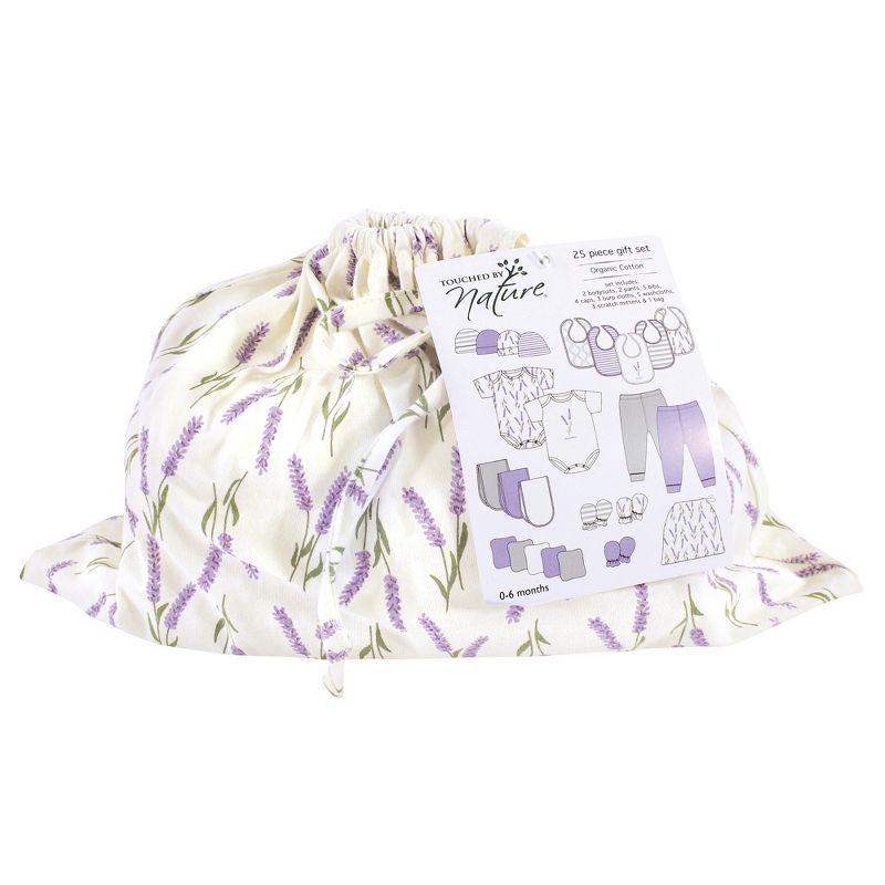 Touched by Nature Baby Girl Organic Cotton Layette Set and Giftset, Lavender, 0-6 Months