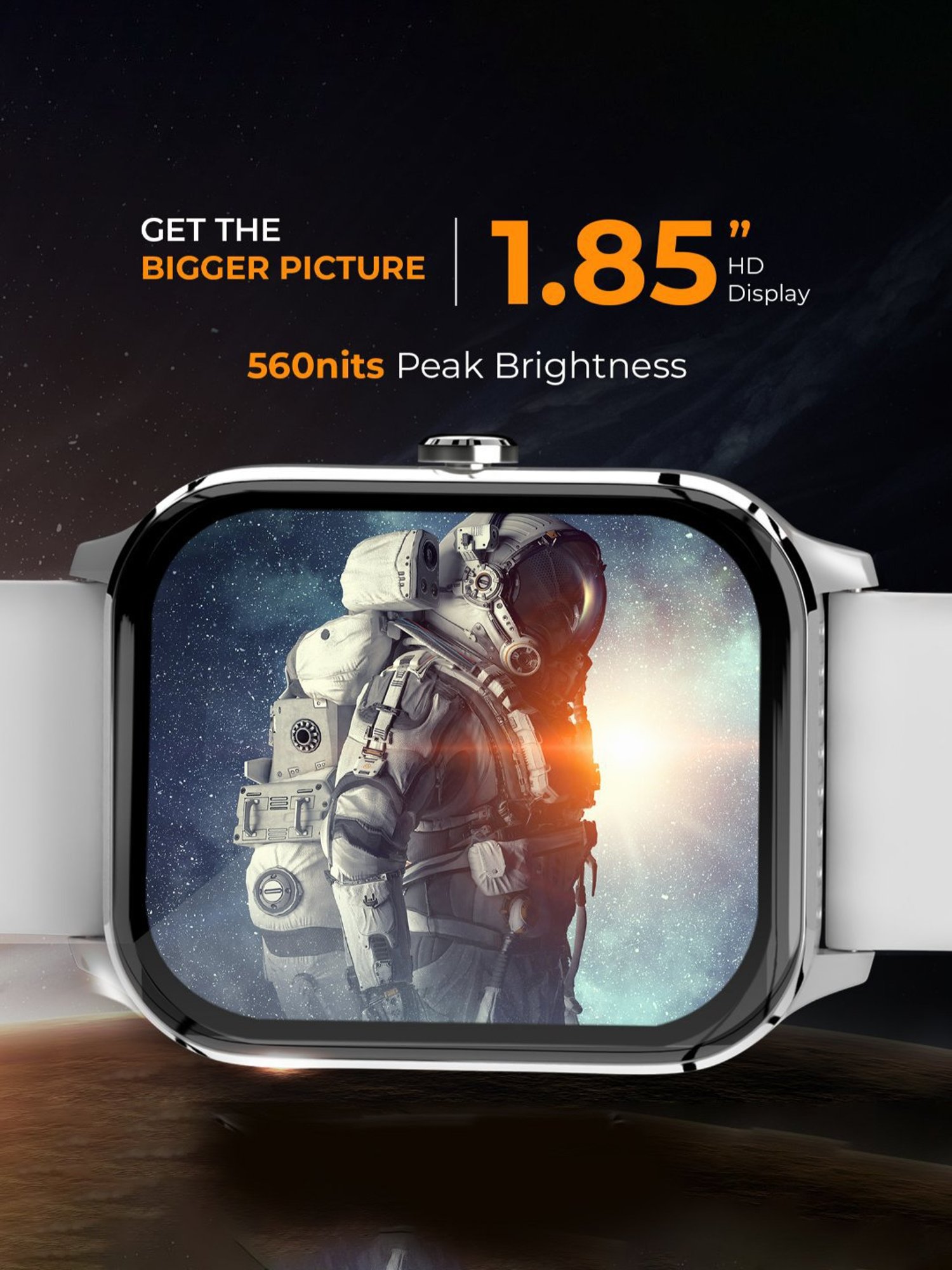 beatXP Marv 1.85 inch HD Screen Ultra Thin Bezel, BT 5.3 Calling Smartwatch (Iced Silver Strap)