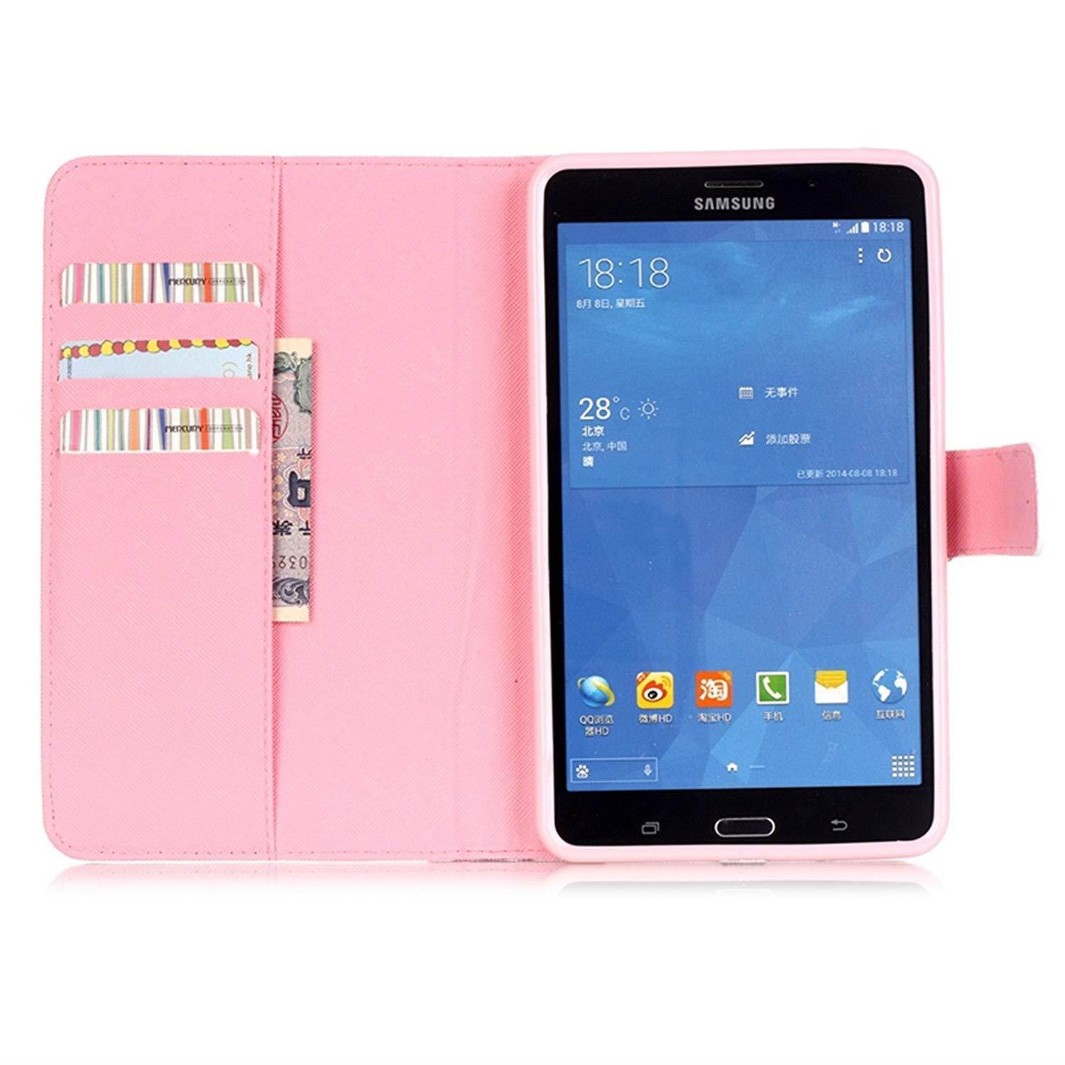 Tab 4 7.0 Case,T230 Case,UUcovers Colorful Fancy PU Leather Magnet Design Case Flip Stand Wallet Cover with Cards /Money Slots for Samsung Galaxy Tab 4 7.0 T230 T231 T235-Never Stop