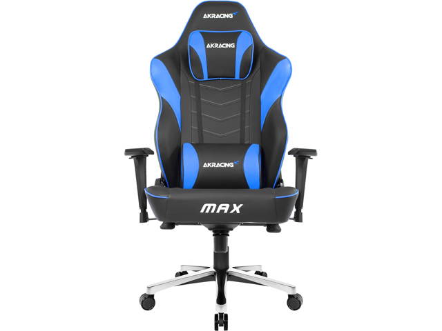 AKRacing Master Series MAX PU Leather Gaming Chair, 4D Adjustable Armrests, 180 Degrees Recline - Black/Blue (AK-MAX-BK/BL)
