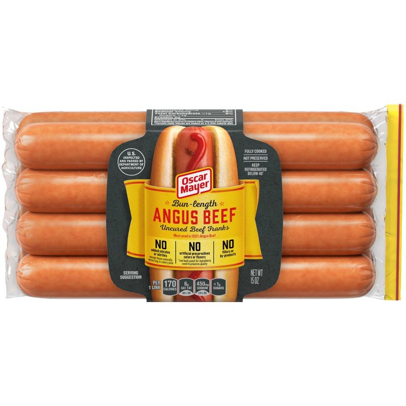 Oscar Mayer Bun-Length Uncured Angus Beef Franks - 15oz