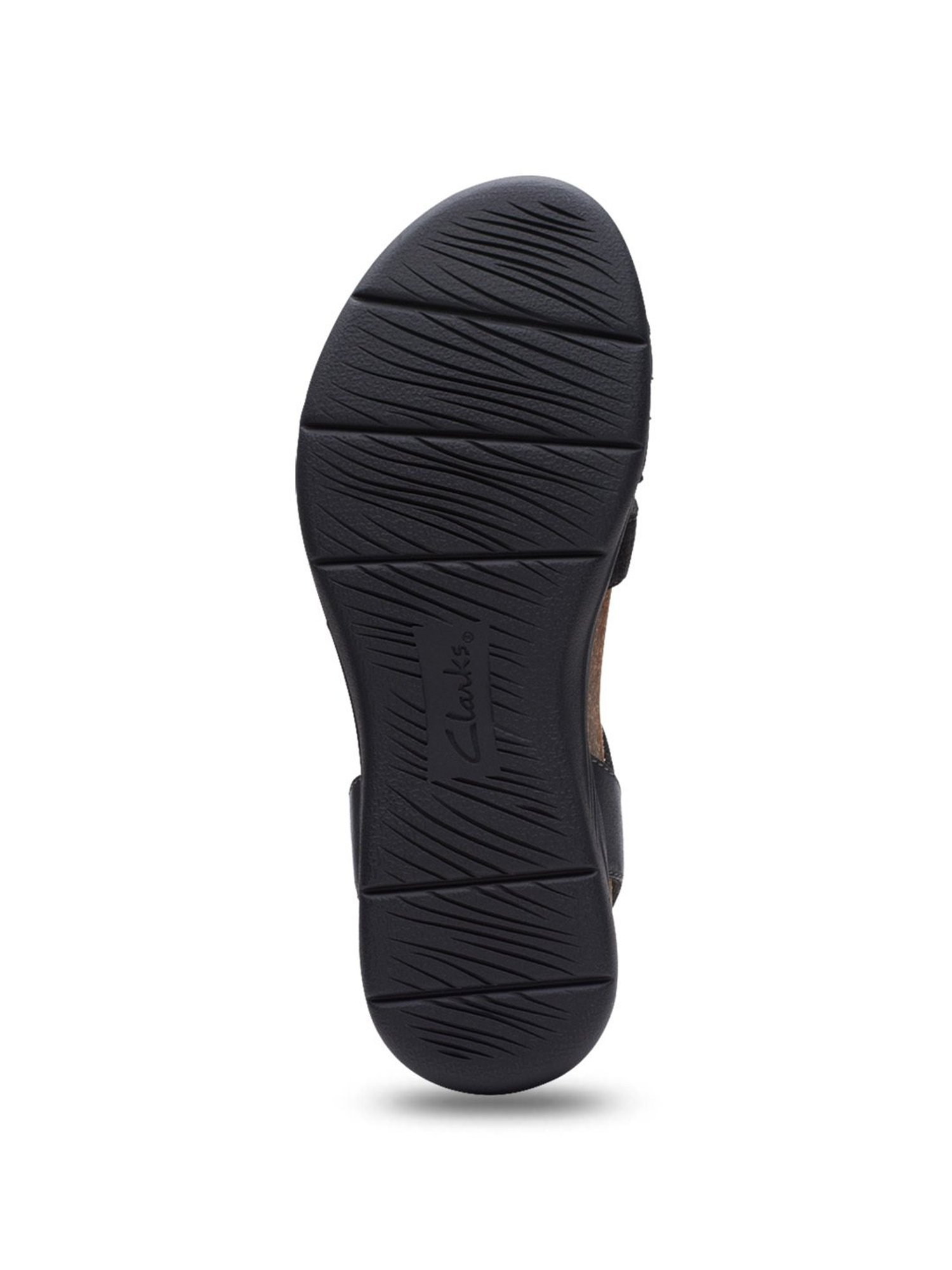 Clarks Women's April Dove Black Ankle Strap Wedges