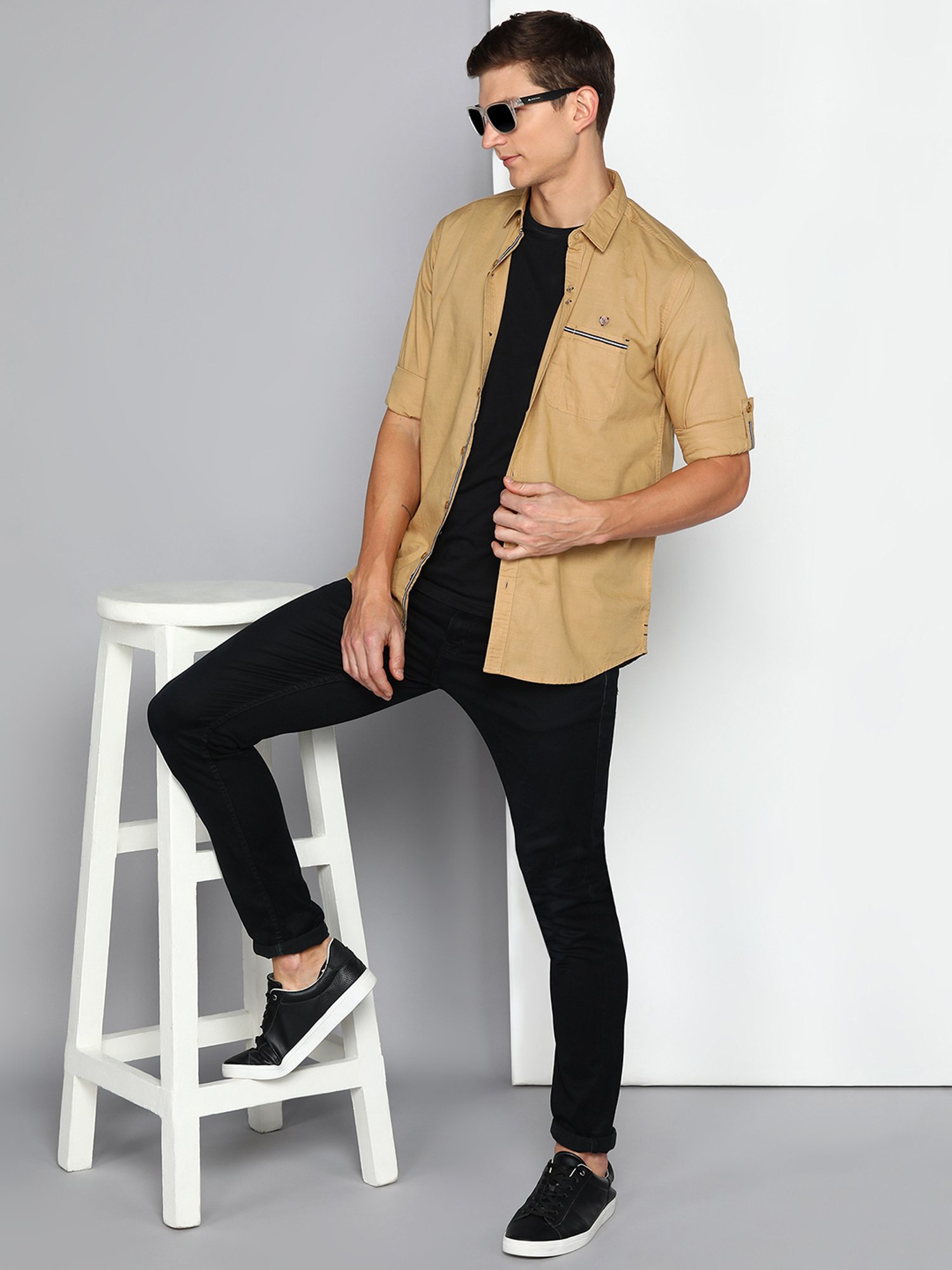 Kuons Avenue Dark Khaki Slim Fit Shirt