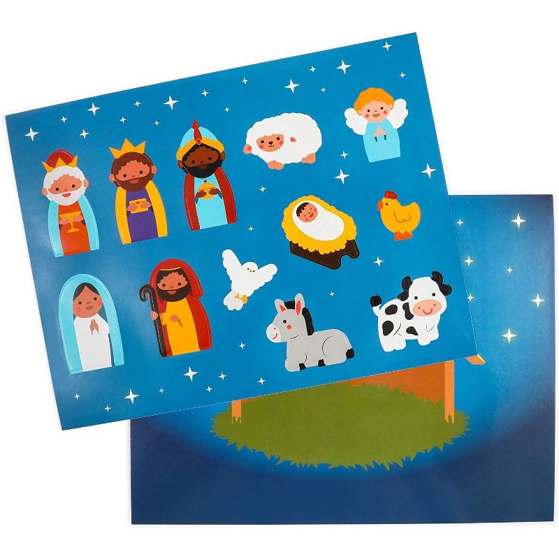 12-Pack Make a Nativity Scene Stickers for Kids Christmas Education Party Arts & Crafts (8.5 x 11)