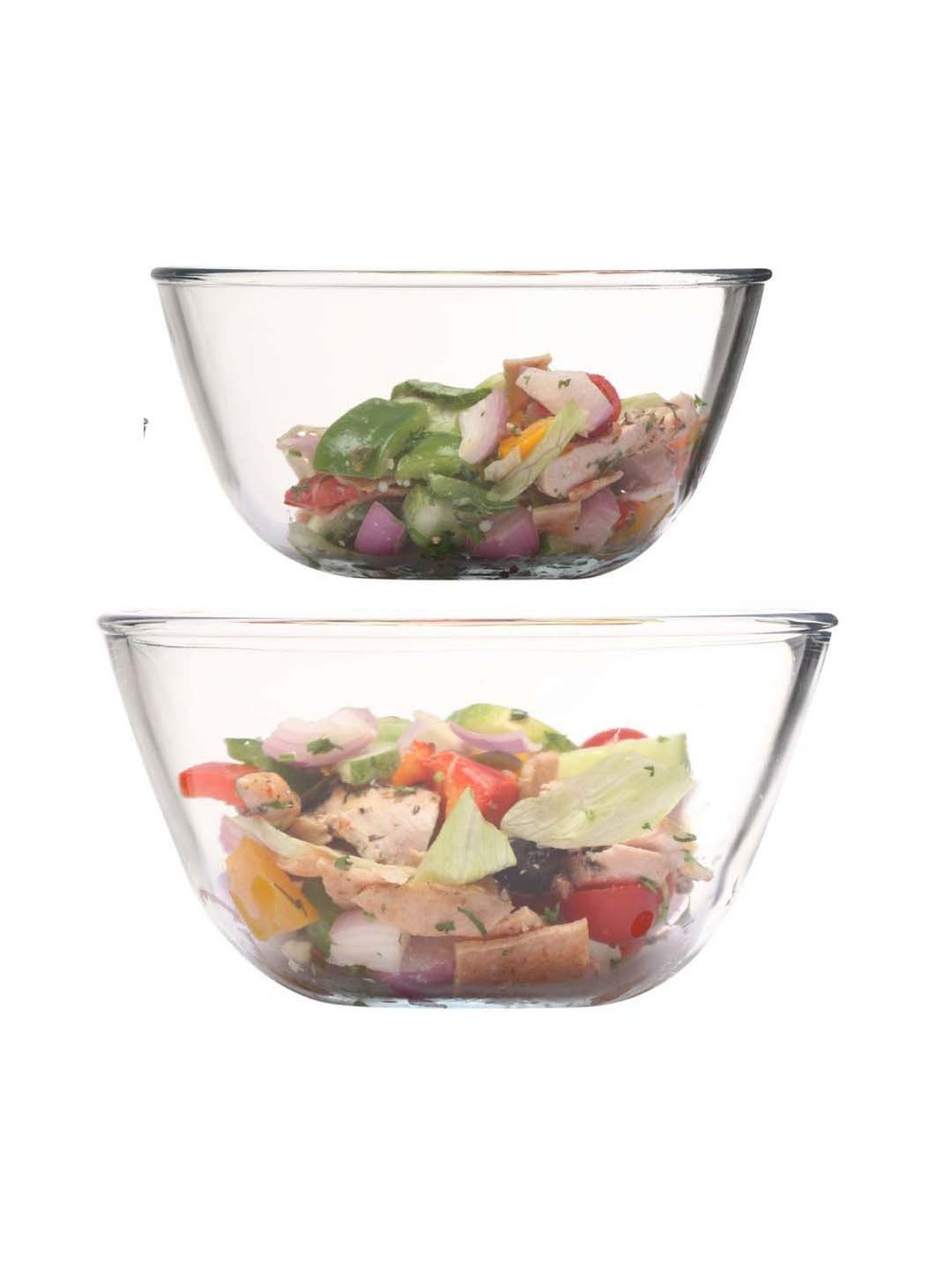 Femora Transparent Borosilicate Glass Mixing Bowls (1650 ml, 3600 ml) - Set of 2