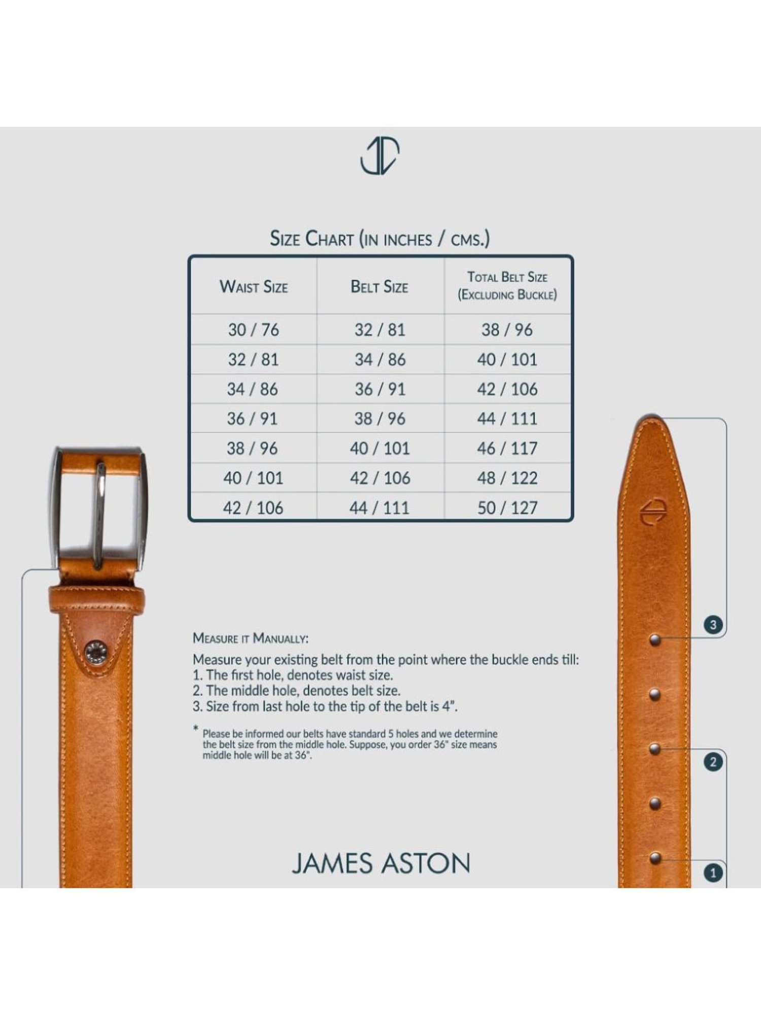 James Aston Pedro Premium Tan Leather Solid Waist Belt
