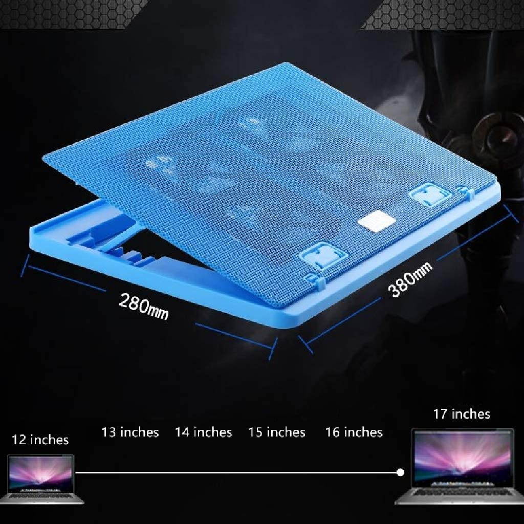 XIAOLI Notebook Cooler 15.6"-17" Laptop Cooler Cooling Pad Slim Portable USB Powered (4 Fans) Adjustable Mount Stand, Black/Blue/White Laptop Cooler pad (Color : Blue)