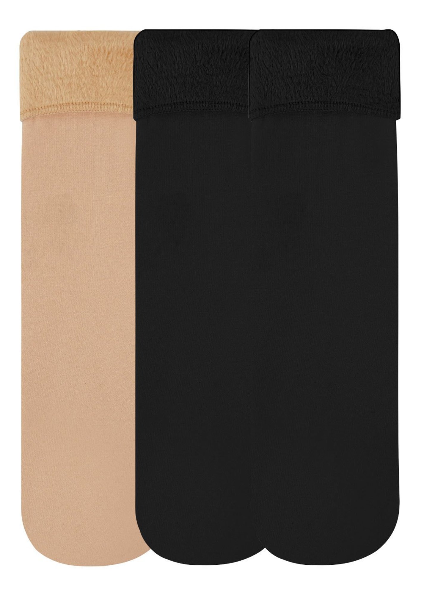 NEXT2SKIN Black & Beige Nylon Fur Winter Socks (Pack Of 3)