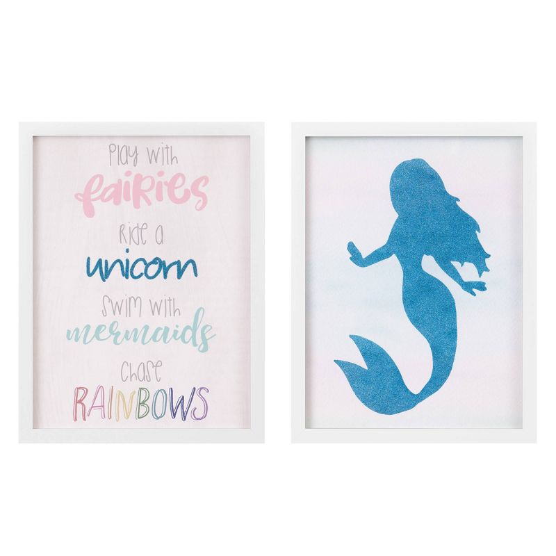 2pc 13"x17" Swim with Mermaids Framed Wall Art Print Set - Nielsen Bainbridge