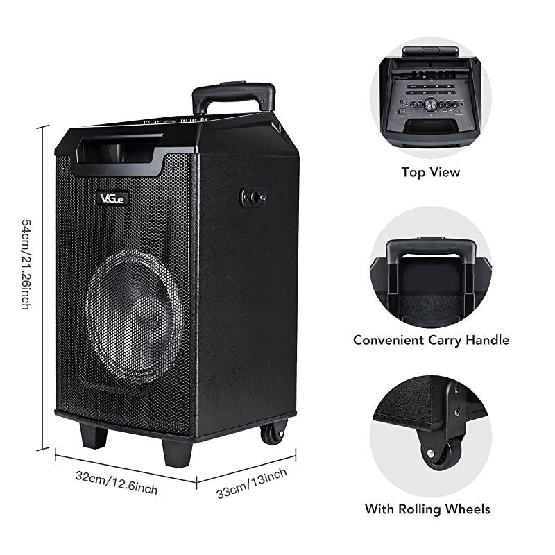 Wireless Karaoke Machine, Portable PA System Bluetooth Speaker with 8'' Subwoofer, Wireless Singing Machine for Home Karaoke, Party, Meeting, Outdoor/Indoor Activities