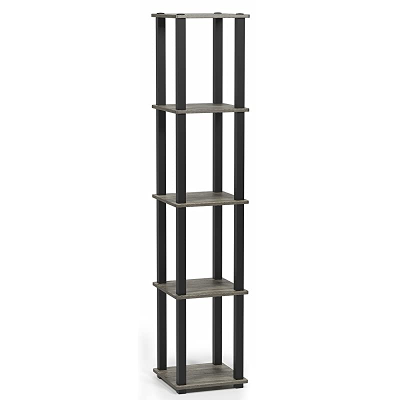 TurnSTube 5Tier Corner Square Rack Display Shelf French Oak GreyBlack