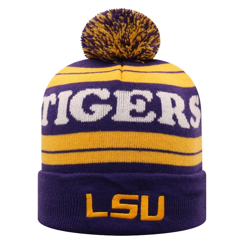 NCAA LSU Tigers Men's Cuffed Knit Beanie with Pom