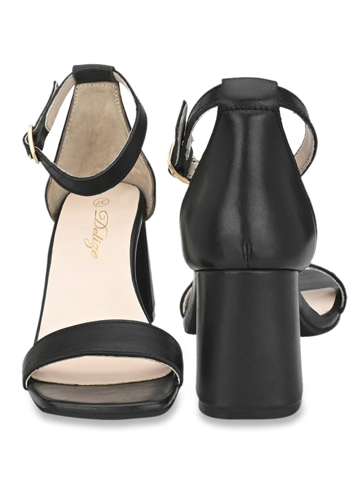 Delize Women's Black Ankle Strap Sandals