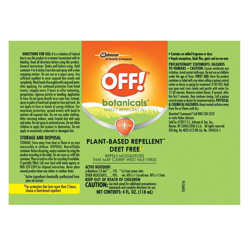 OFF! Botanicals Plant-Based DEET Free Insect Repellent IV - 4 fl oz/1ct