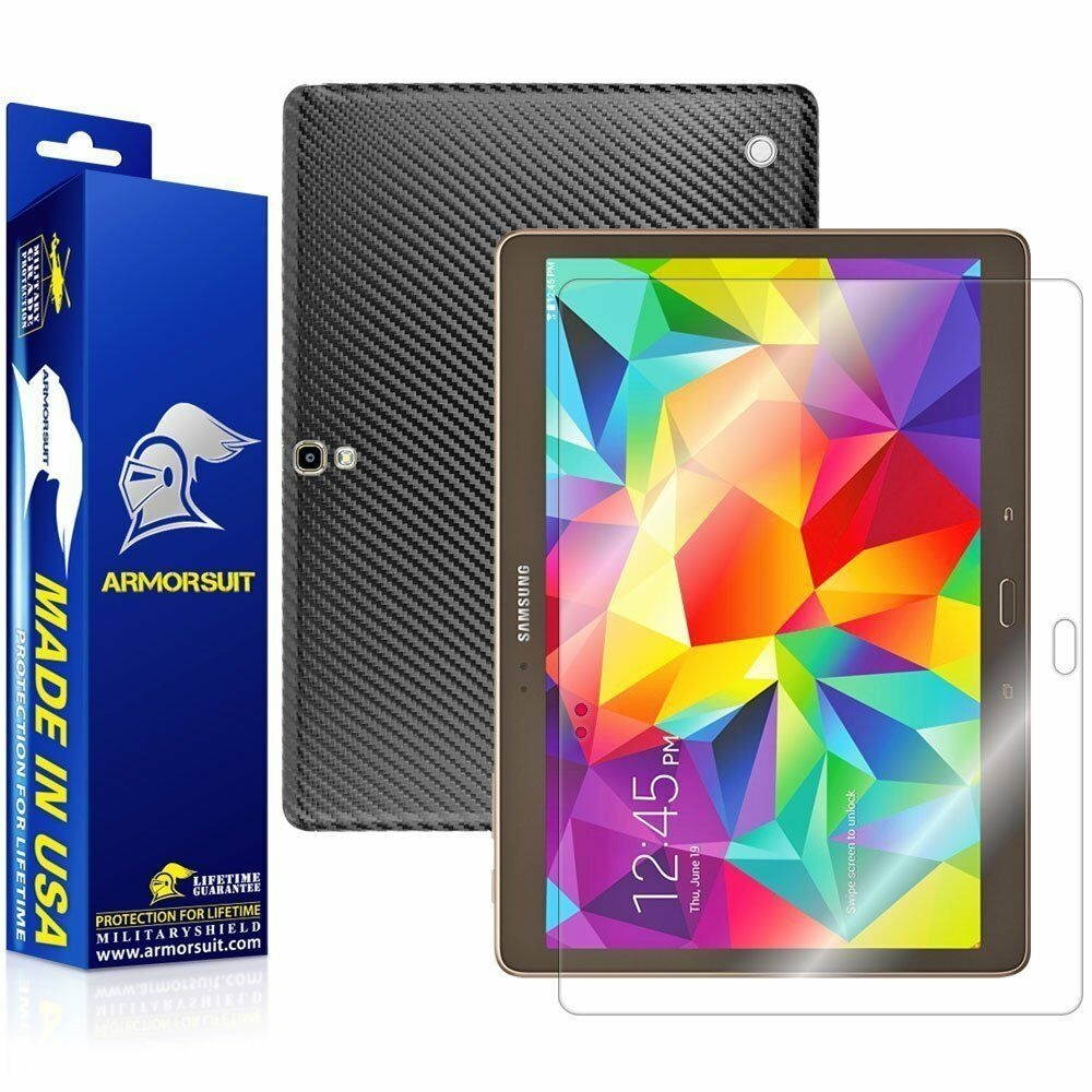 ArmorSuit MilitaryShield Samsung Galaxy Tab S 10.5 Screen + Black Carbon Skin