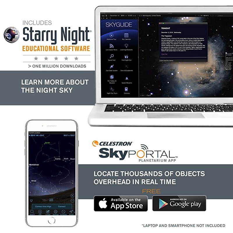 AstroMaster 90EQ Refractor Telescope - Refractor Telescope for Beginners - Fully-Coated Glass Optics - Adjustable-Height Tripod - BONUS Astronomy Software Package