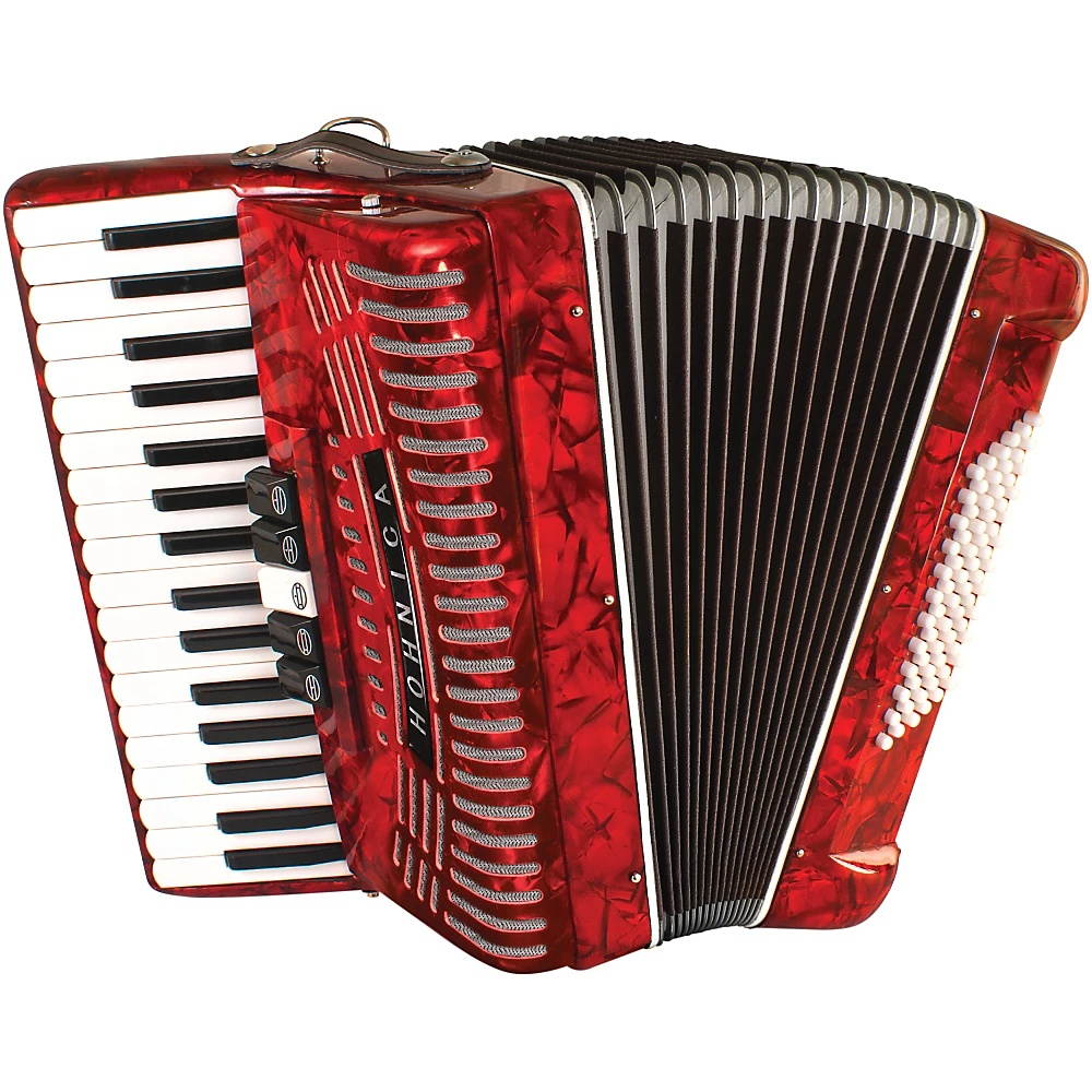 Hohner Hohnica Piano Accordion 1305, RED, 34 Keys 72 Bass, Case & Straps, NEW