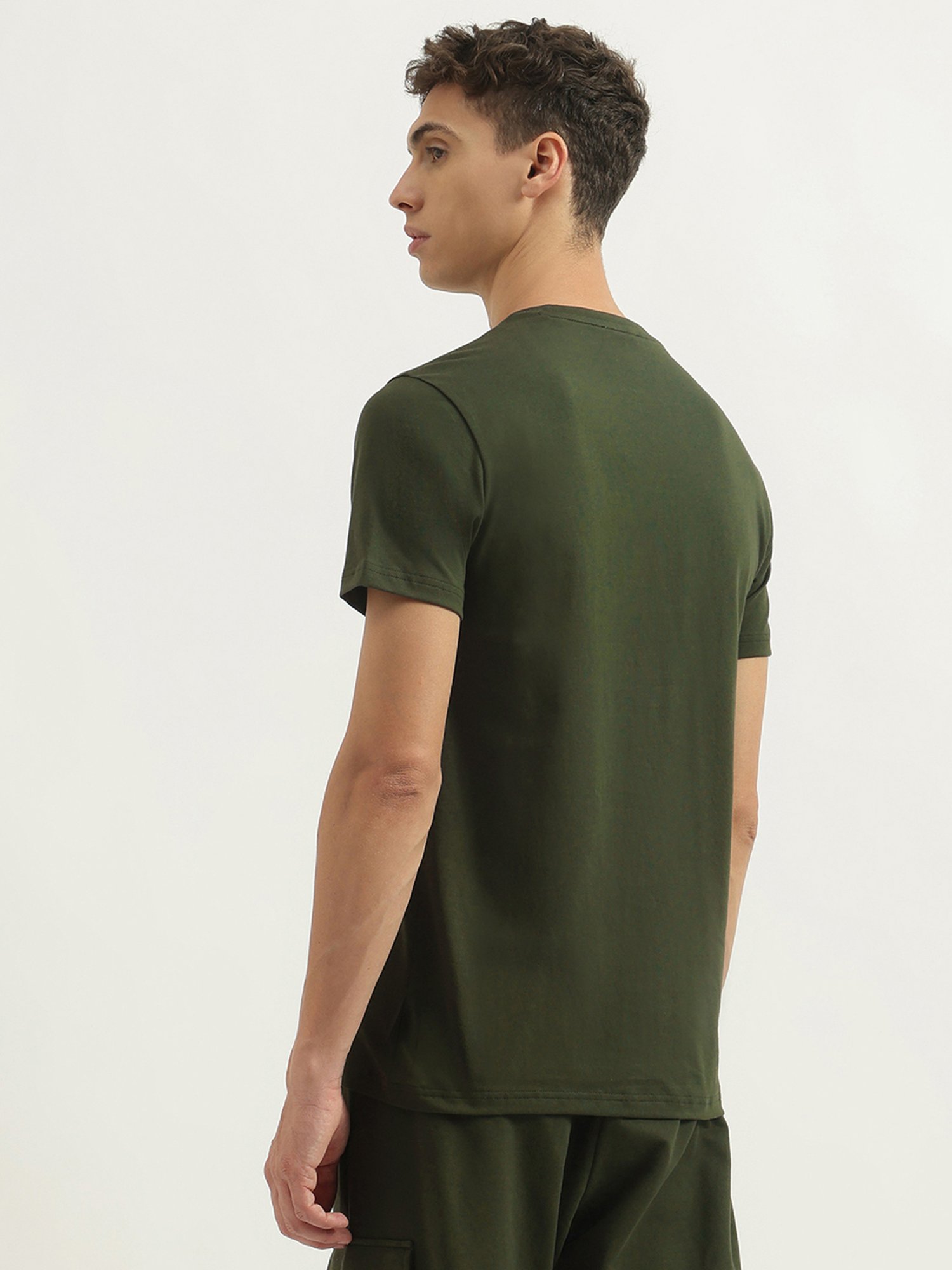 United Colors Of Benetton Green Pure Cotton Regular T-Shirt