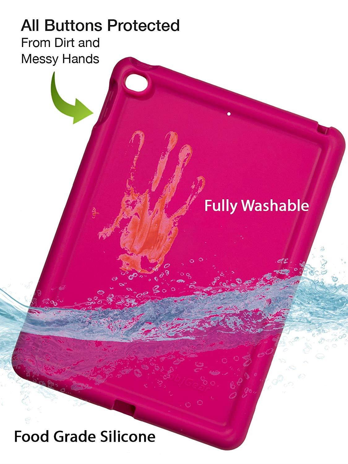 Bobj Rugged Case for iPad 2017 5th Generation 9.7 - BobjGear Custom Fit - Patented Venting - Sound Amplification - BobjBounces Kid Friendly (NOT for iPad 2018, iPad Pro 10.5) (Rockin' Raspberry)