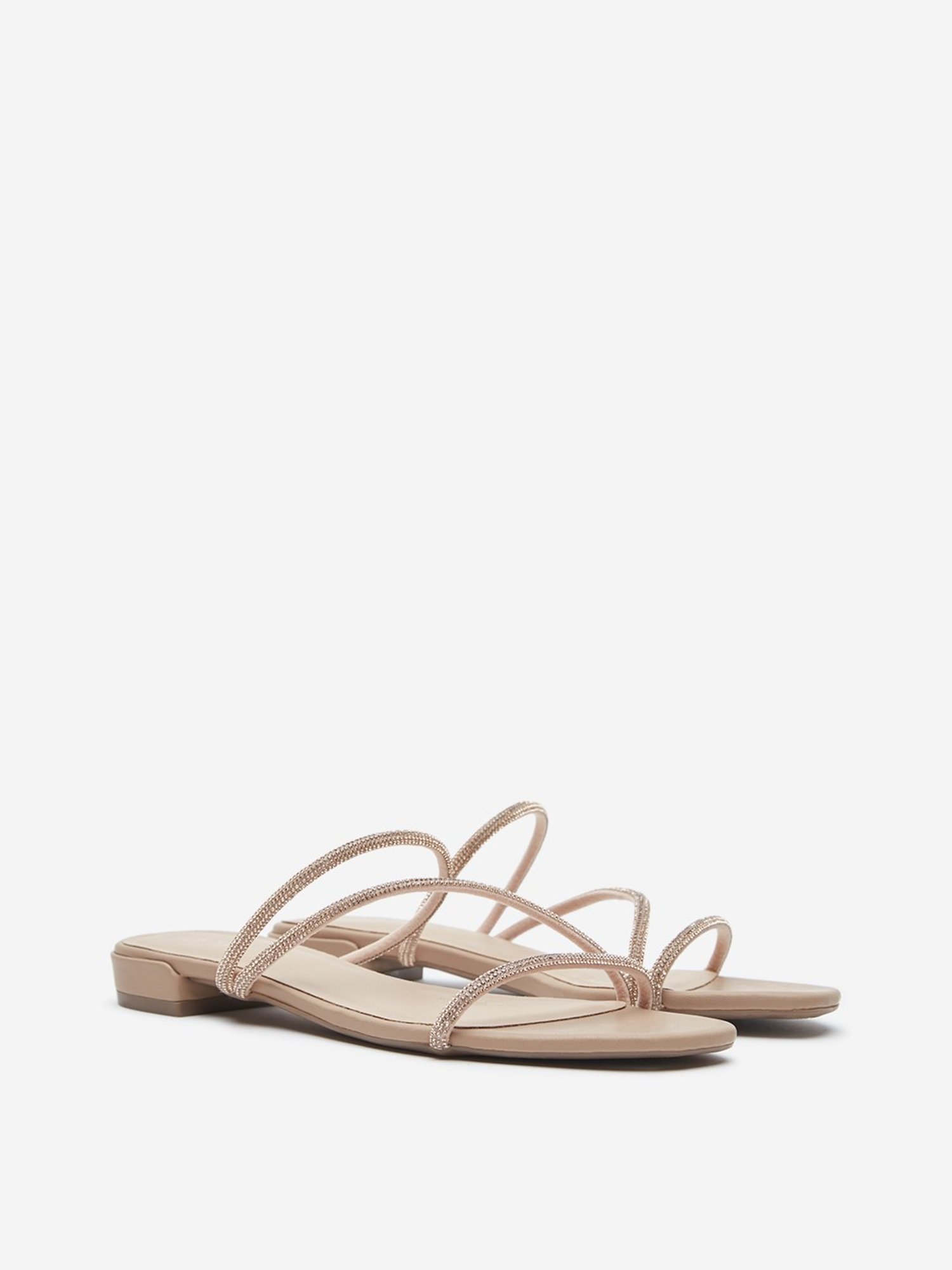LUNA BLU by Westside Beige Diamante Embellished Sandals