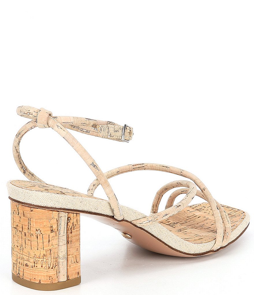 Pelle Moda Viena Washed Cork Strappy Block Heel Dress Sandals