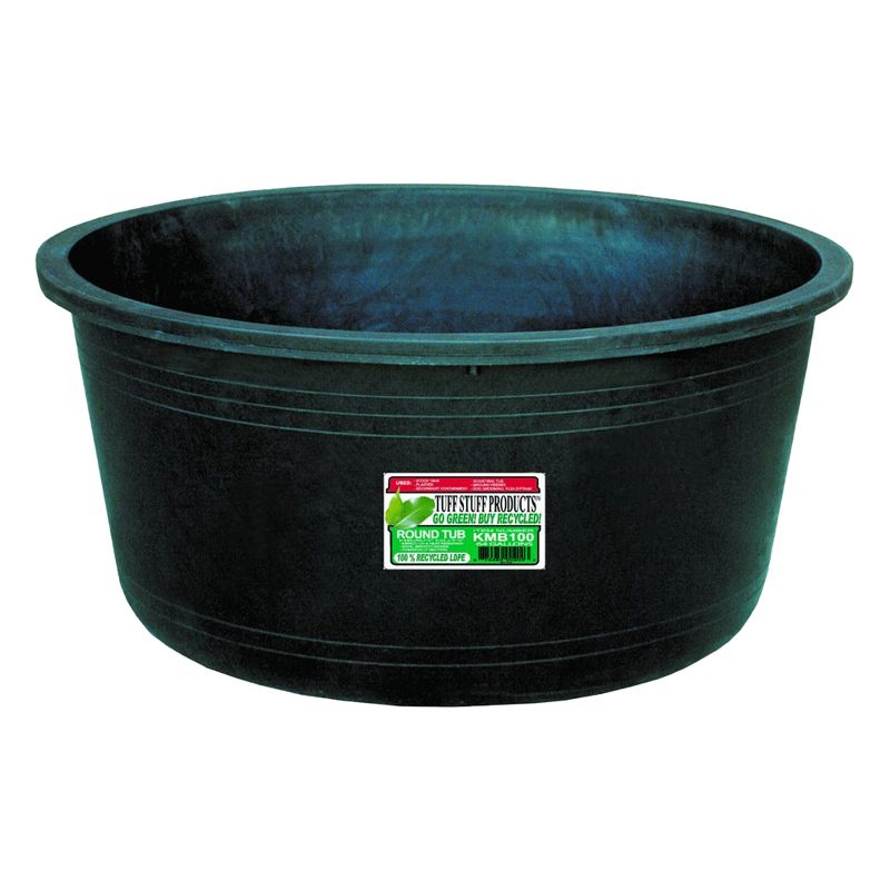 Tuff Stuff TS-KMB100 Heavy Duty 64Gal Round Multipurpose Water Feed Storage Tank Tub Container Made from Eco Friendly 100 Percent Recycled LDPE, Black