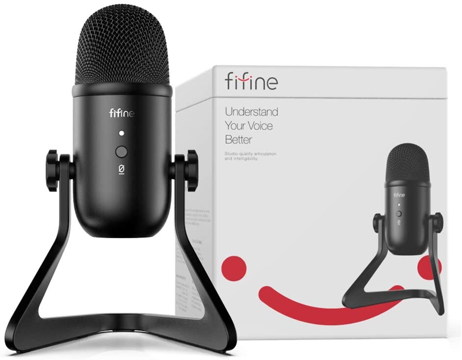 FIFINE USB Podcast Microphone for Recording Streaming on PC and Mac,Condenser Computer Gaming Mic for PS4.Headphone Output&Volume Control,Mic Gain Control,Mute Button for Vocal,YouTube.(K678)