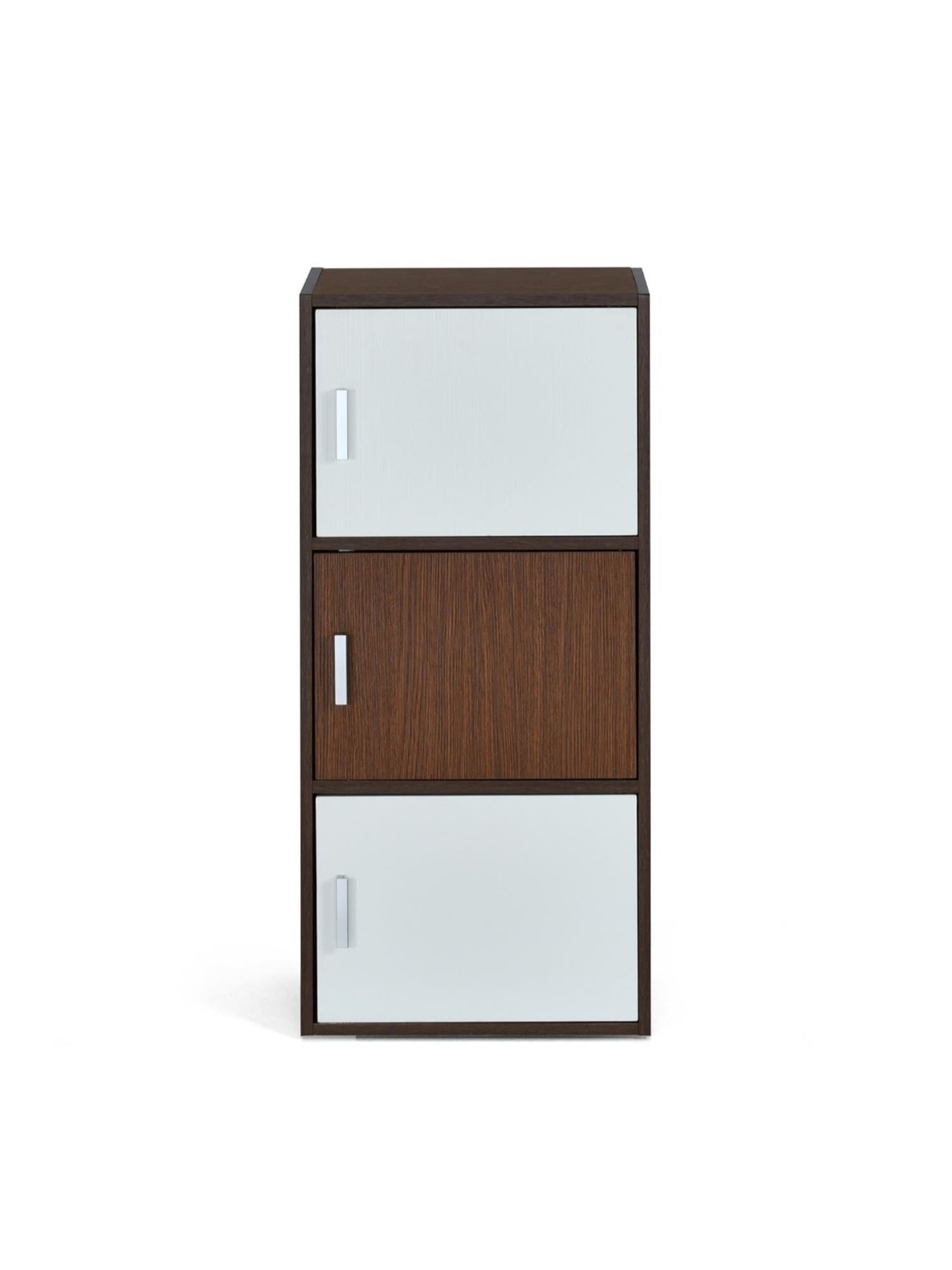 Nilkamal Sear Urban Walnut & Oak White Engineered Wood 3 Tier Storage Cabinet