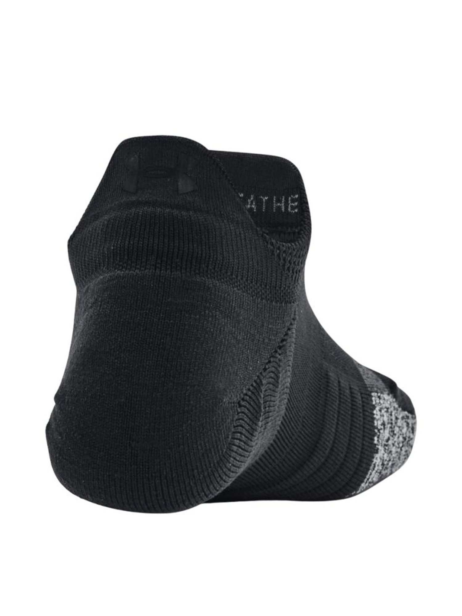 Under Armour Breathe 2 No Show Black Polyester Medium Socks